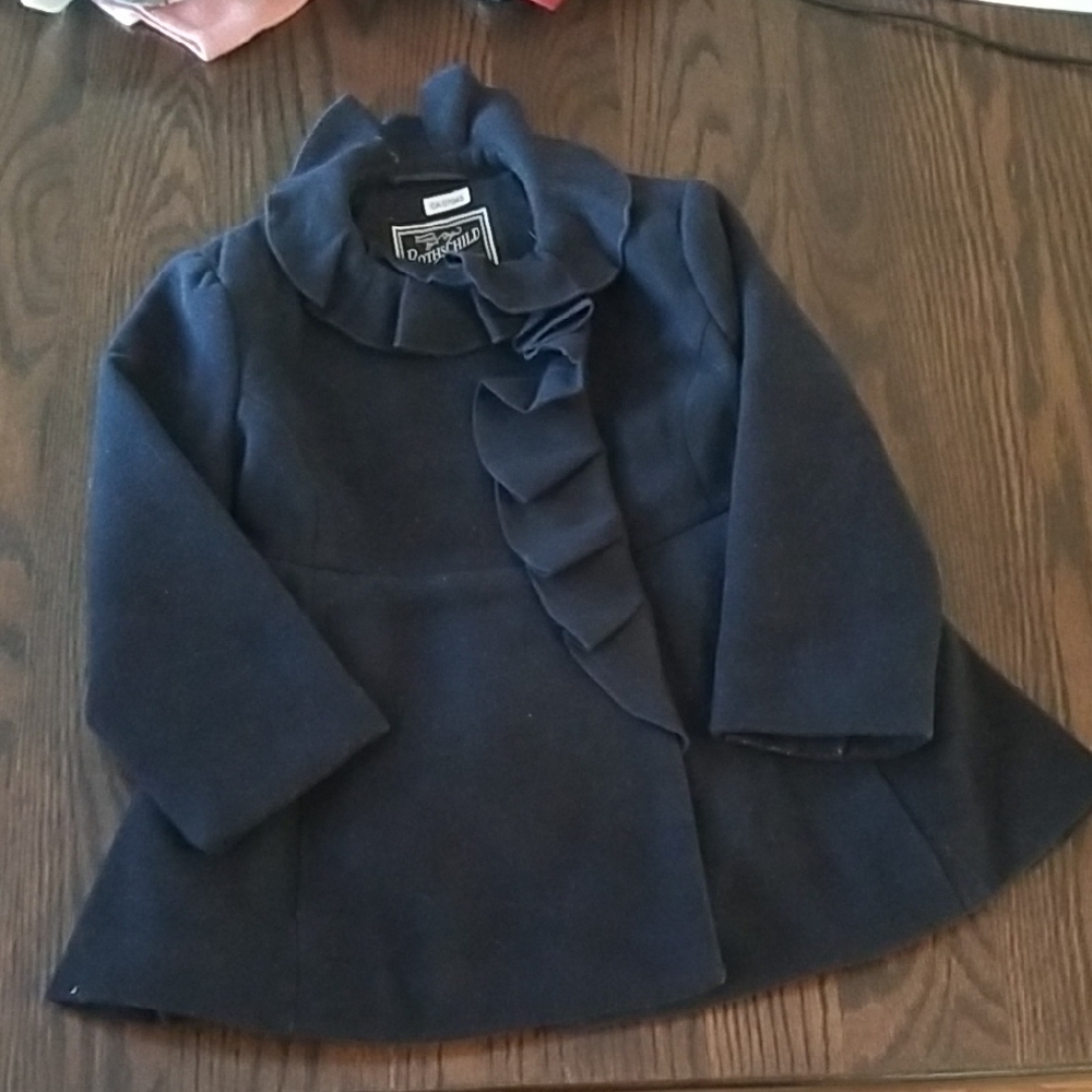 Rothschild Navy Blue Kids Jacket with Ruffle Detail. Size 3T